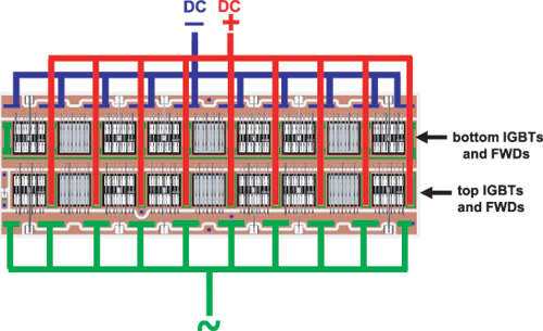 并聯(lián)續(xù)流二極管的絕緣基片的低電感的接觸原理