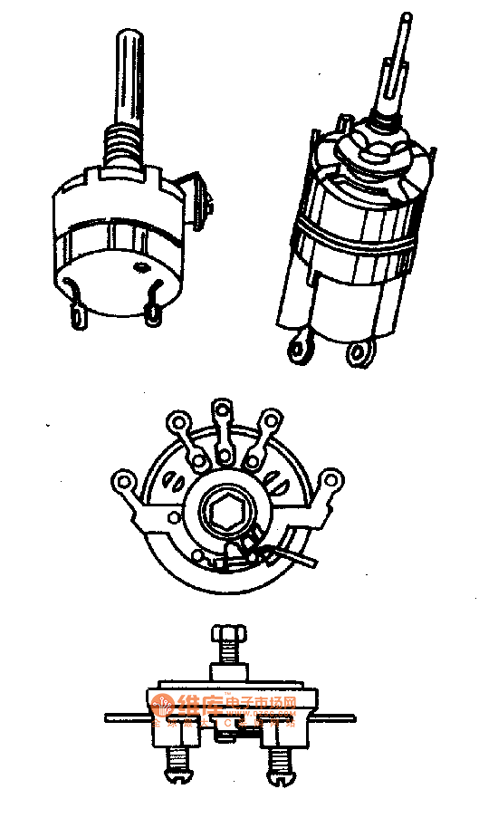 帶開(kāi)關(guān)電位器的外形電路圖