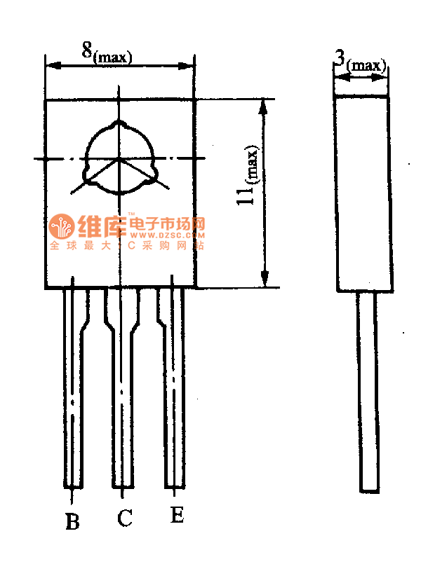 S一5型三極管外形與引腳分布電路圖