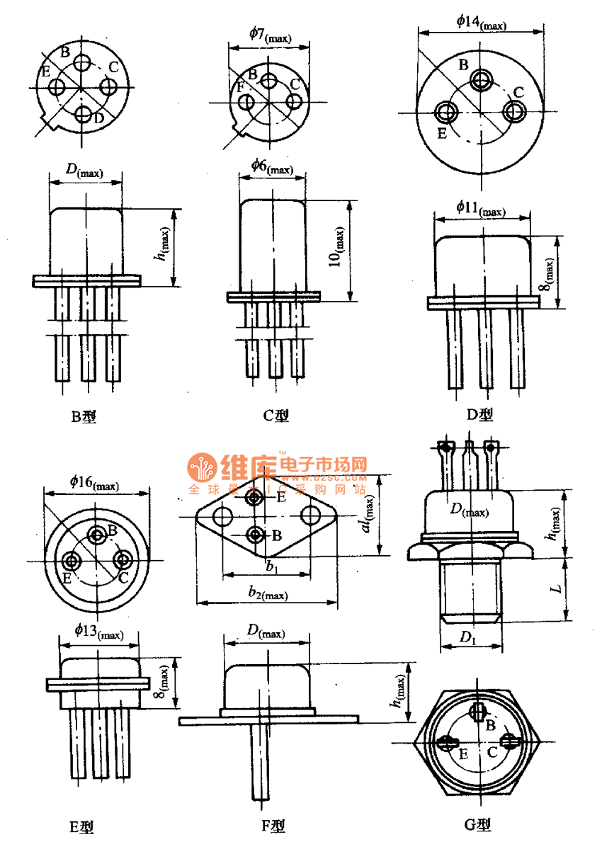 金屬封裝的三極管電路圖