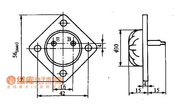 方盤型封裝三極管外形電路圖