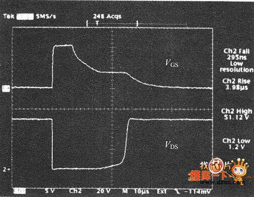 由射極跟隨器驅(qū)動組成的功率MOSFET的開關(guān)波形
