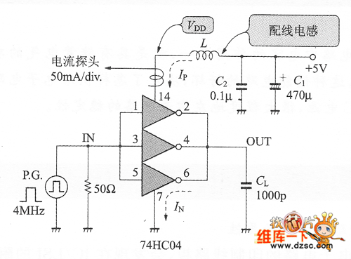 用于實(shí)驗(yàn)電源旁路電容必要性的電路