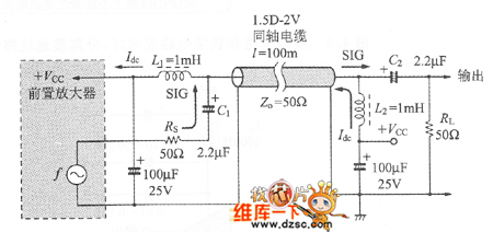 信號(hào)線路上加載供給傳感器的電源的電路圖