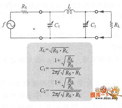 π形阻抗匹配電路的構成電路圖