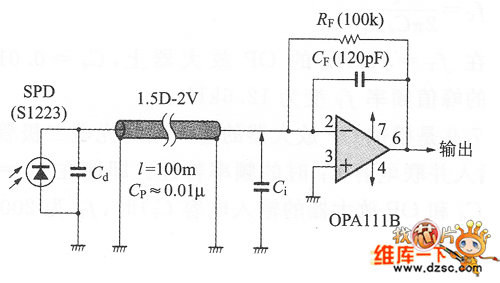 同軸電纜連接發(fā)光二極管和放大器時(shí)的補(bǔ)償電路