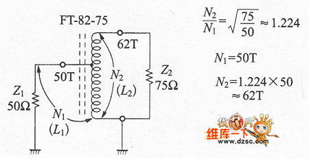 650Ω/75Ω的阻抗變換電路圖