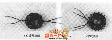 實(shí)驗(yàn)中使用的匝數(shù)比為1：2的變壓器圖