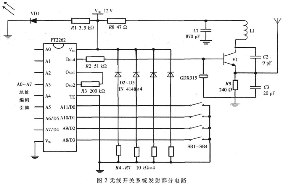 無線開關系統(tǒng)發(fā)射部分電路