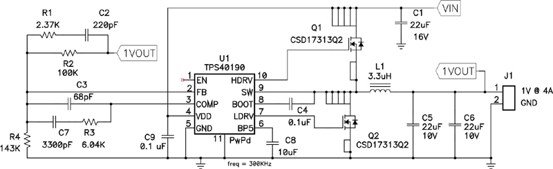 圖 1 用于演示瞬態(tài)響應(yīng)的簡(jiǎn)單降壓轉(zhuǎn)換器