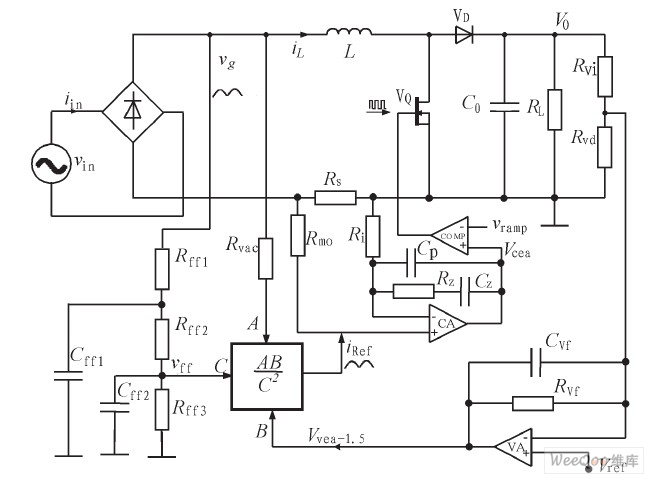 平均電流控制型Boost PFC變換器的工作原理圖
