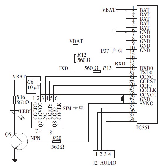 圖4 TC35I 模塊電路連接圖