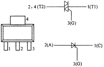 圖2 SOT223 外形及內(nèi)部電路圖