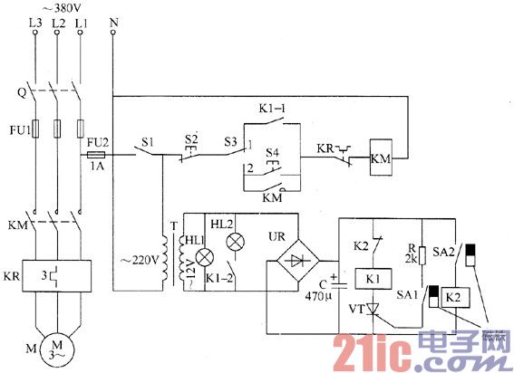 利用干簧管檢測液位自動控制器電路圖