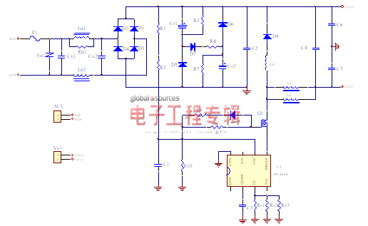 圖6:DU8608日光燈應(yīng)用原理圖
